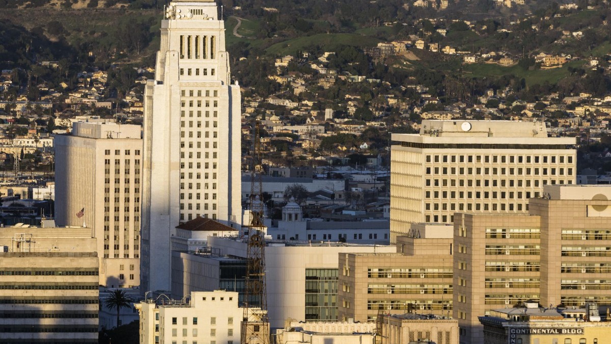 Downtown Los Angeles buildings around City Hall.
