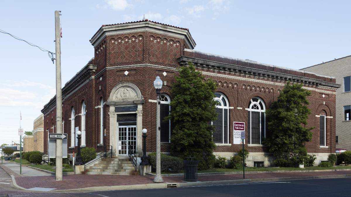 The Greenwood Public School District headquarters building in Greenwood, Mississippi.