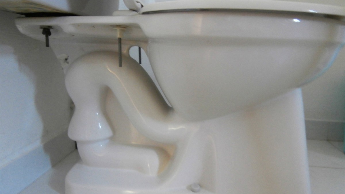 Water swirling inside a white siphonic toilet bowl during a flush.